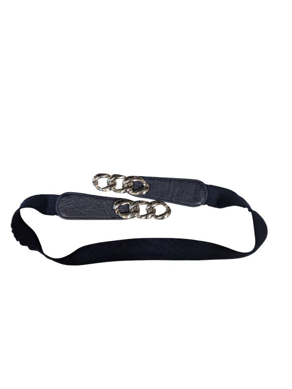 Black Shoulder Strap with Silver Chain Links