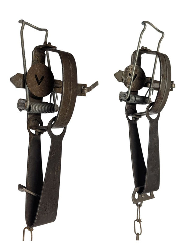 Vintage Steel Spring Leg-Hold Trap Pair