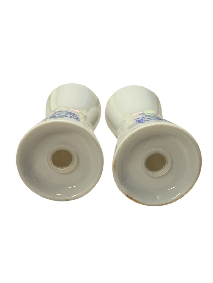 Vintage Blue Monogram “P” & “S” Porcelain Salt and Pepper Shakers