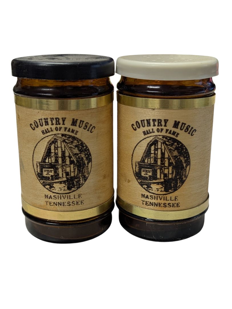 Vintage Country Music Hall of Fame Amber Glass Salt & Pepper Shakers