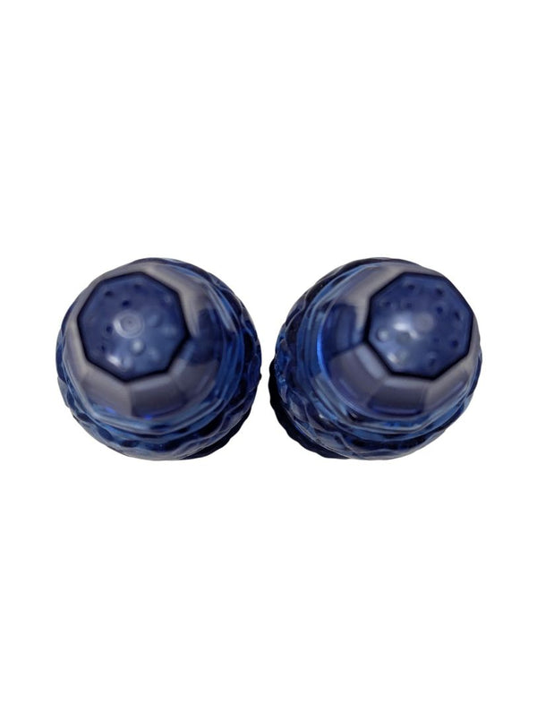 Vintage Cobalt Blue Pressed Glass Salt & Pepper Shakers (USA, Mid-Century)