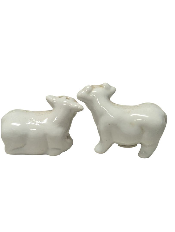 Vintage White Ceramic Cow Salt & Pepper Shakers