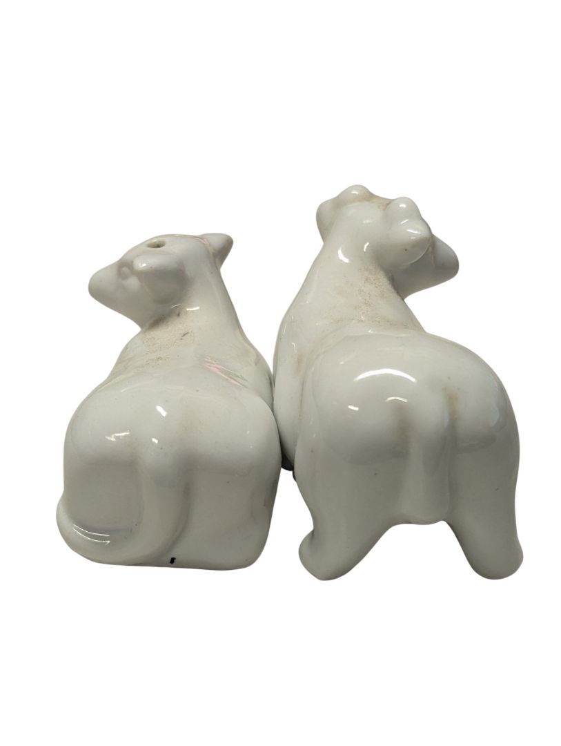 Vintage White Ceramic Cow Salt & Pepper Shakers