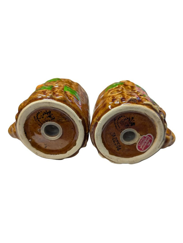 Vintage Ceramic Squirrel Tree Trunk Salt & Pepper Shakers