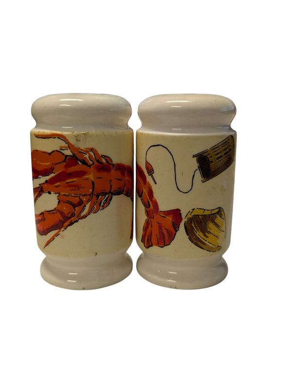Vintage Lobster & Seafood Motif Salt & Pepper Shakers