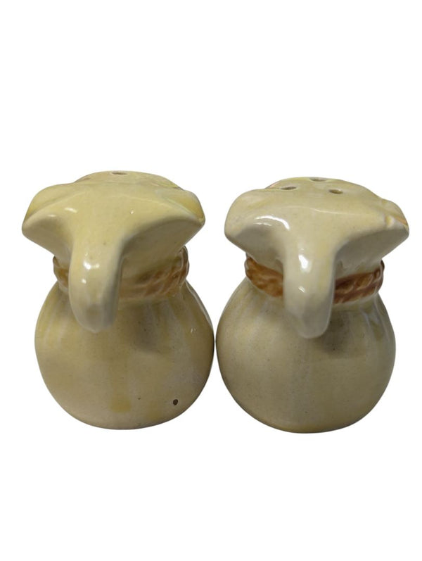 Vintage Yellow Ceramic “Tied Bag” Salt & Pepper Shakers