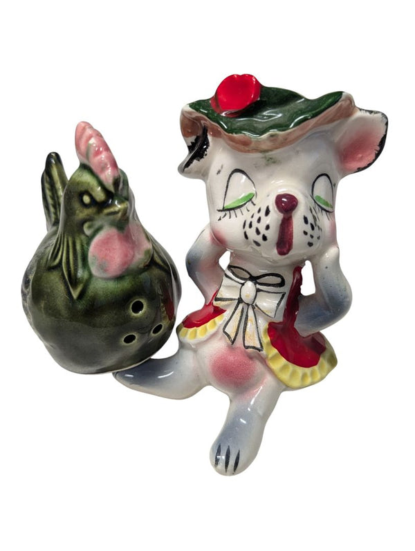 Vintage Anthropomorphic Dog & Chicken Salt & Pepper Shakers