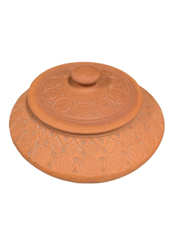 Terracotta Clay Pot with Lid – Blue Glazed Interior
