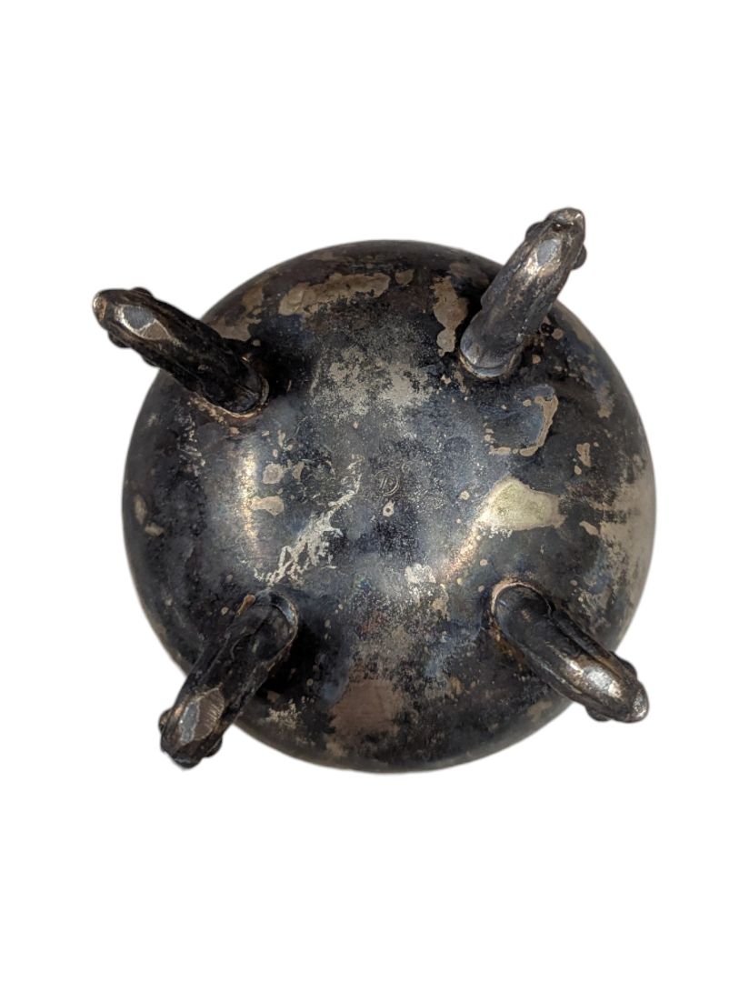 Antique Silver-Plated Salt Cellar on Ornate Feet