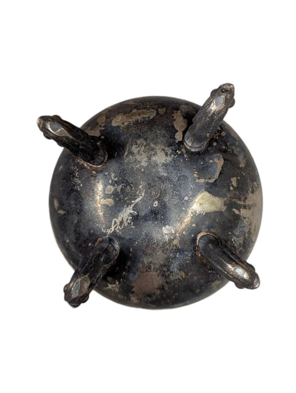 Antique Silver-Plated Salt Cellar on Ornate Feet