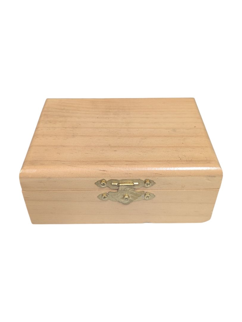 Small Natural Wood Keepsake Box with Brass Hardware