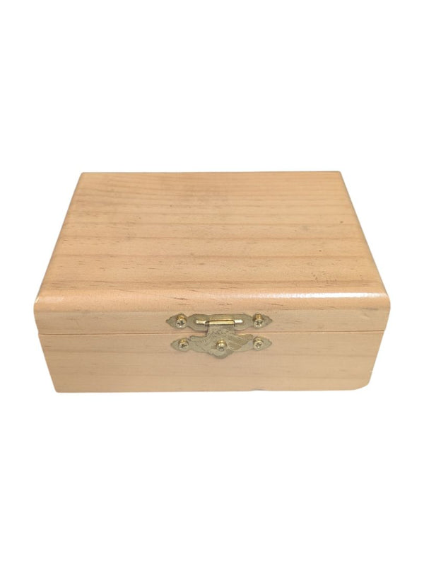 Small Natural Wood Keepsake Box with Brass Hardware