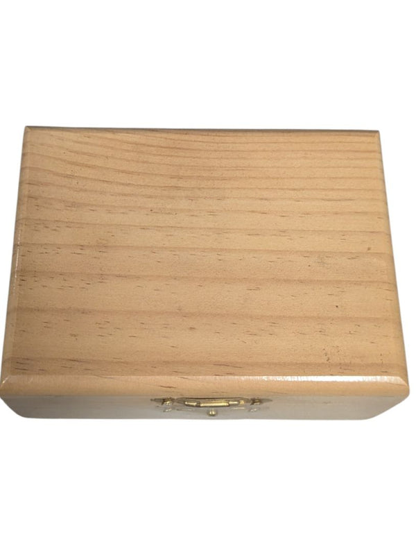 Small Natural Wood Keepsake Box with Brass Hardware