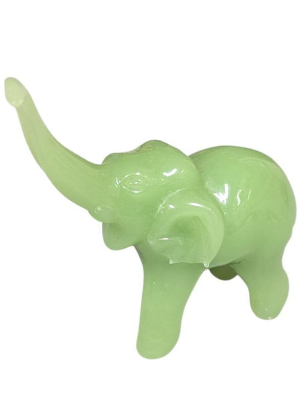 Green Glass Elephant Figurine