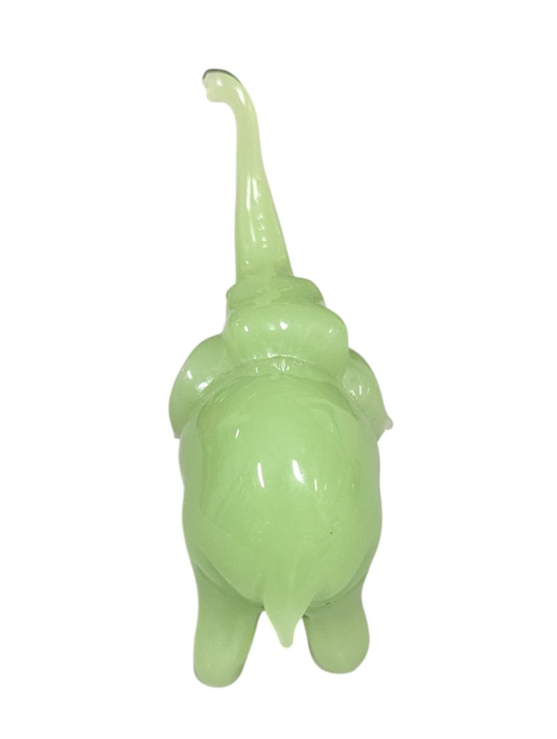 Green Glass Elephant Figurine