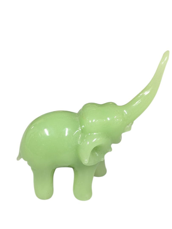 Green Glass Elephant Figurine