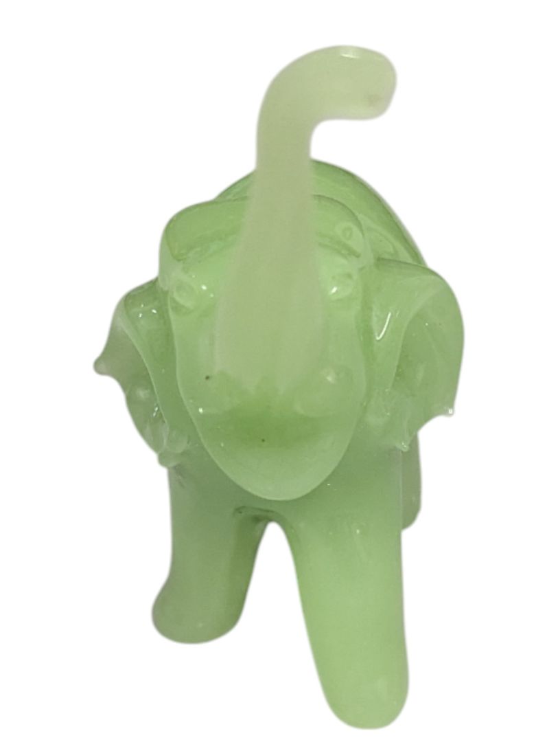 Green Glass Elephant Figurine