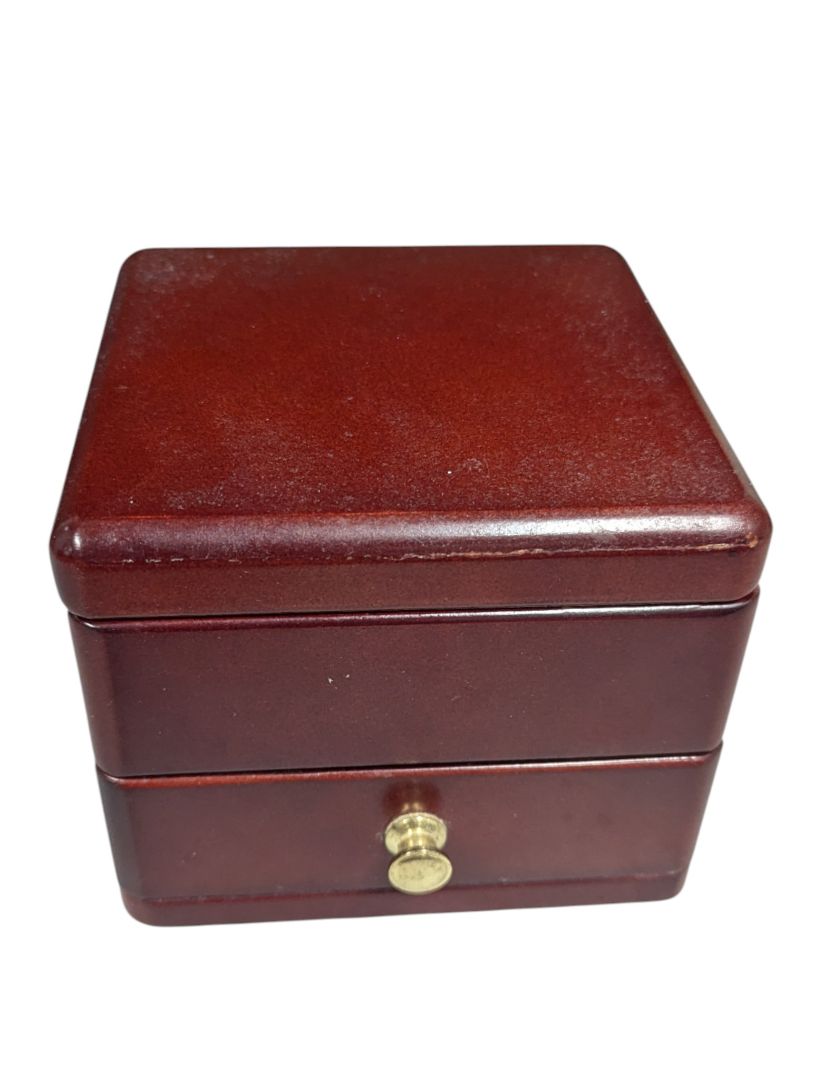 Mahogany-Finish Wooden Jewelry Box with Mirror and Drawer