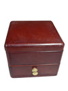 Mahogany-Finish Wooden Jewelry Box with Mirror and Drawer