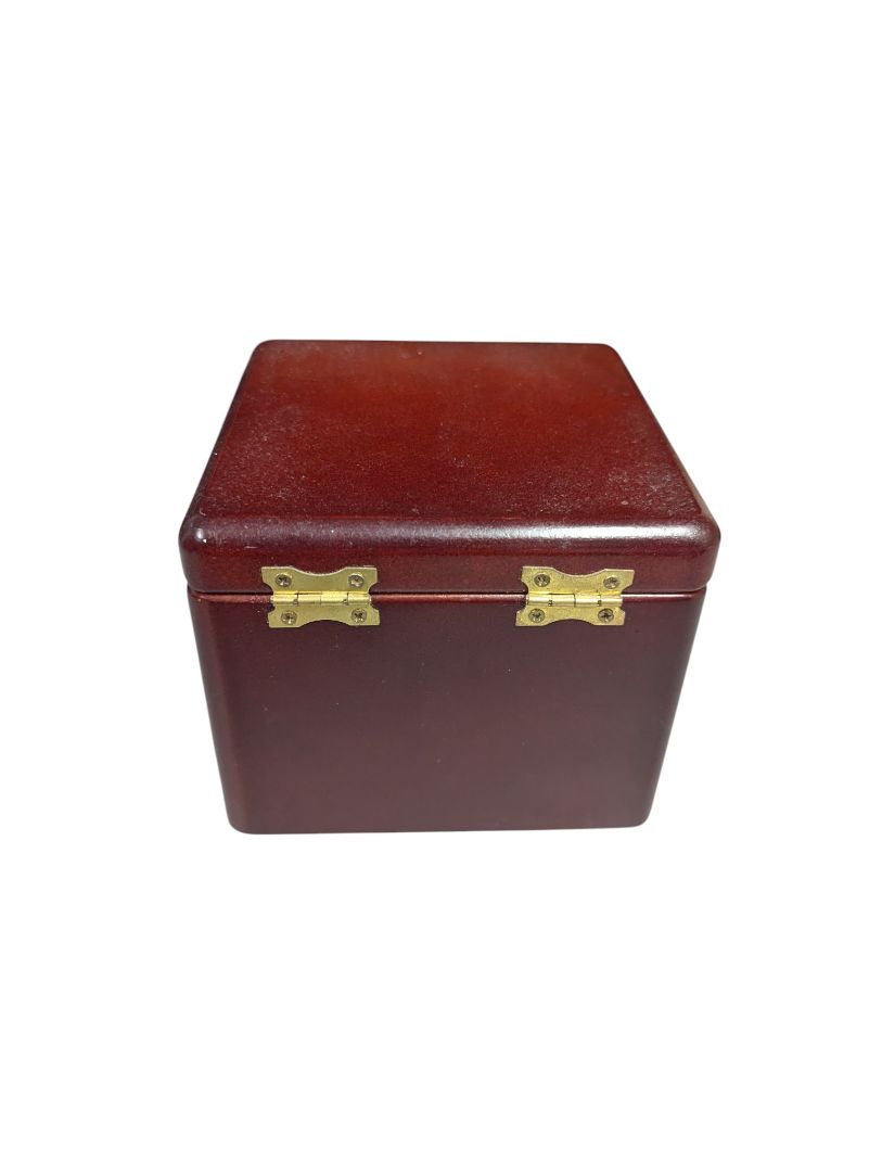 Mahogany-Finish Wooden Jewelry Box with Mirror and Drawer