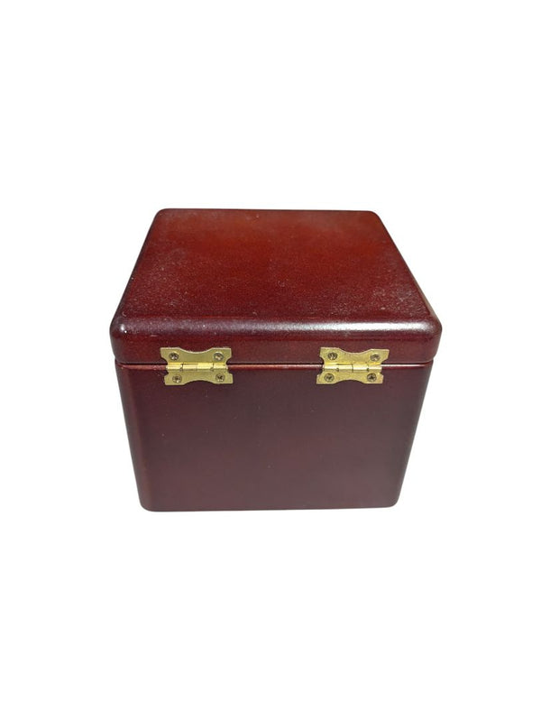 Mahogany-Finish Wooden Jewelry Box with Mirror and Drawer