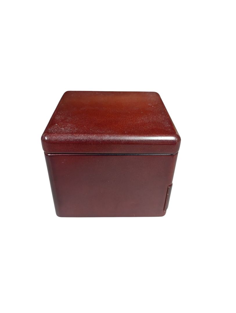 Mahogany-Finish Wooden Jewelry Box with Mirror and Drawer