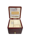 Mahogany-Finish Wooden Jewelry Box with Mirror and Drawer