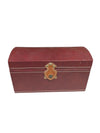 Vintage Burgundy Faux Leather Jewelry Box with Suede Interior