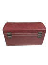 Vintage Burgundy Faux Leather Jewelry Box with Suede Interior