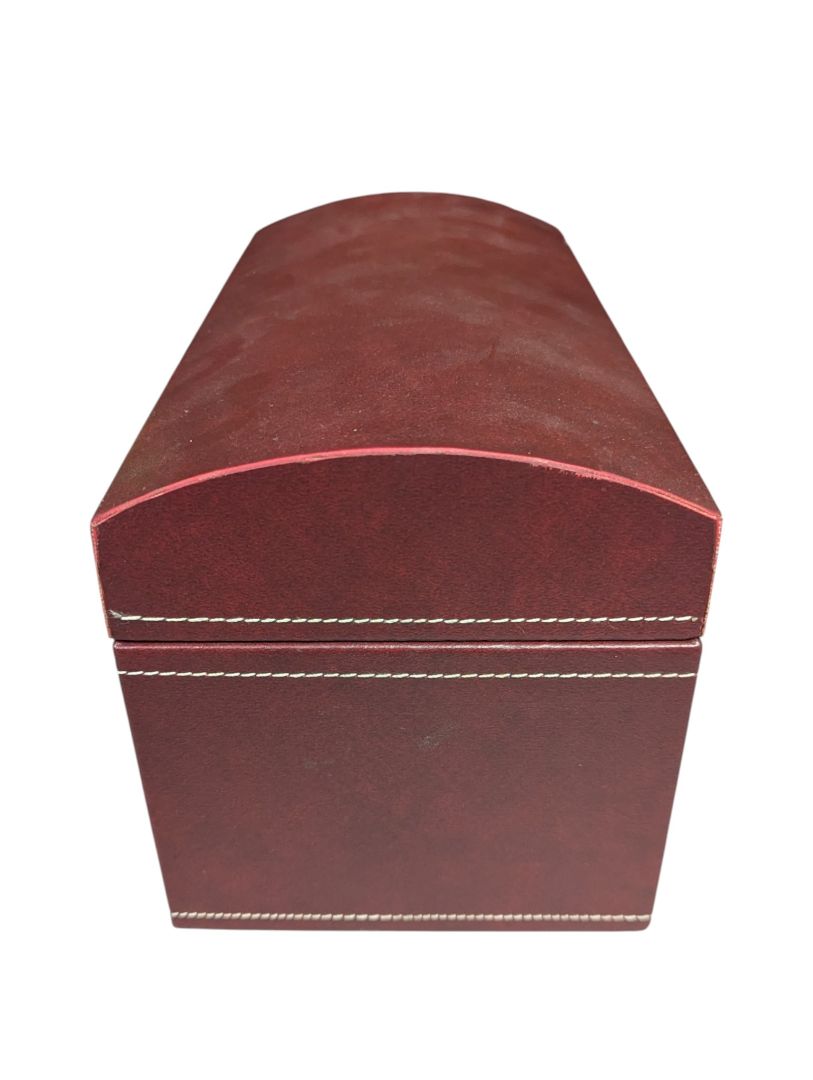 Vintage Burgundy Faux Leather Jewelry Box with Suede Interior