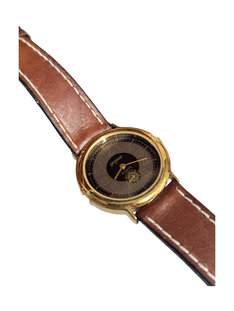 Pioneer Quartz Watch with Brown Leather Band