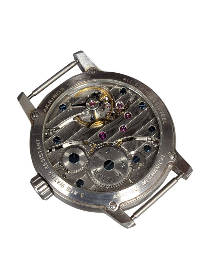 Akribos XXIV Mechanical Skeleton-Back Watch