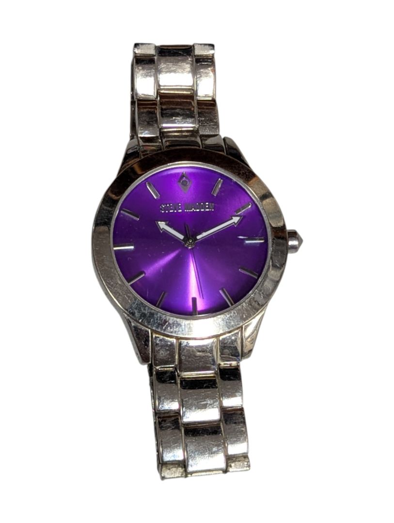 Steve Madden Purple Dial Stainless Steel Watch