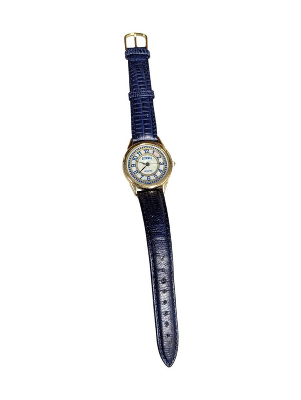 Bitans Quartz Watch with Blue Leather Strap
