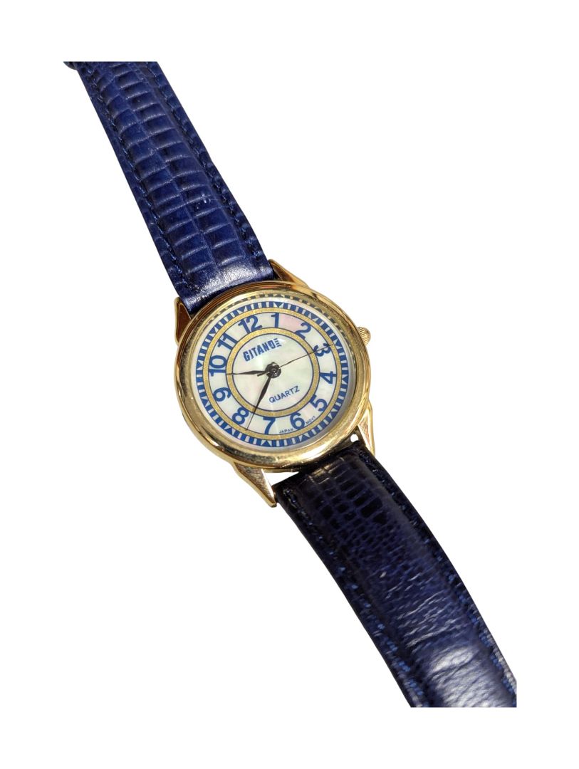 Bitans Quartz Watch with Blue Leather Strap