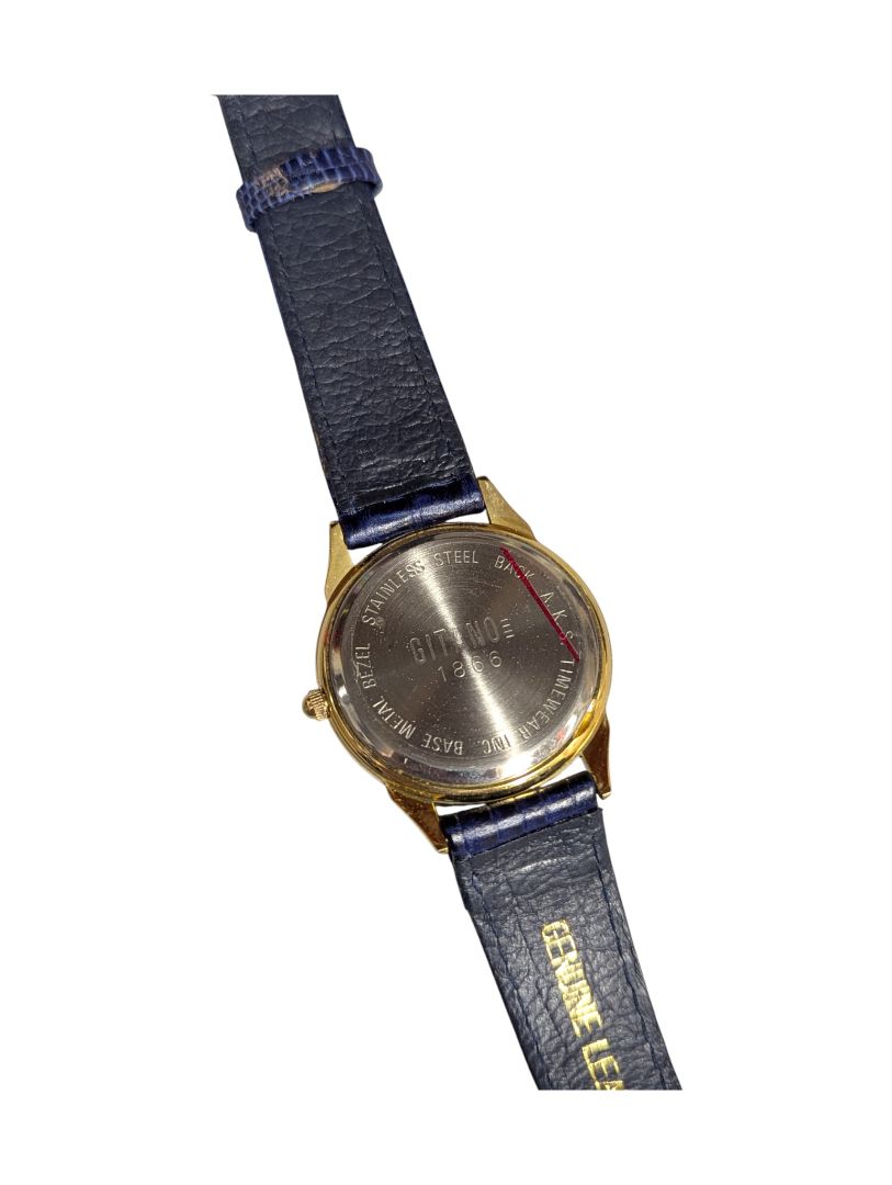 Bitans Quartz Watch with Blue Leather Strap