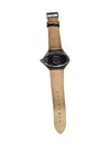 Guess Silver Oval Watch with Black Lizard-Pattern Leather Strap