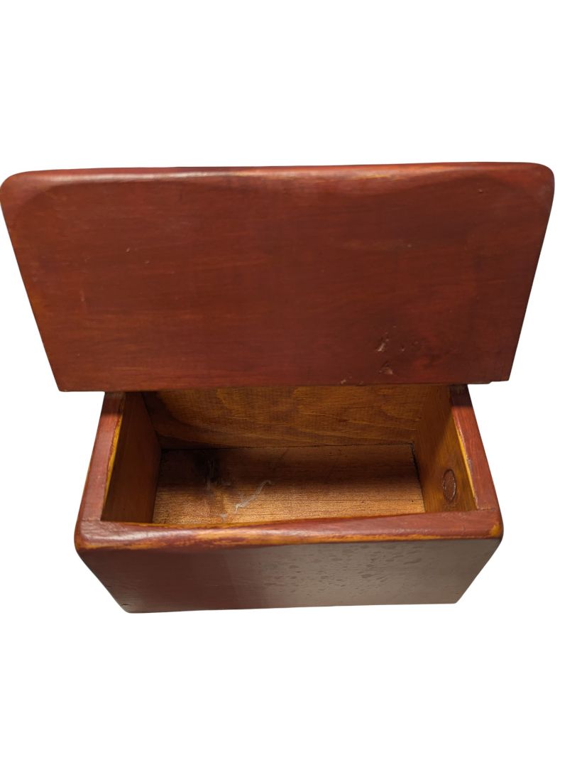 Vintage Hand-Painted Wooden Wall Salt Box – Yellow Floral Motif