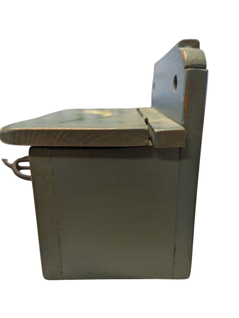 Vintage Hand-Painted Wooden Wall Salt Box – Yellow Floral Motif