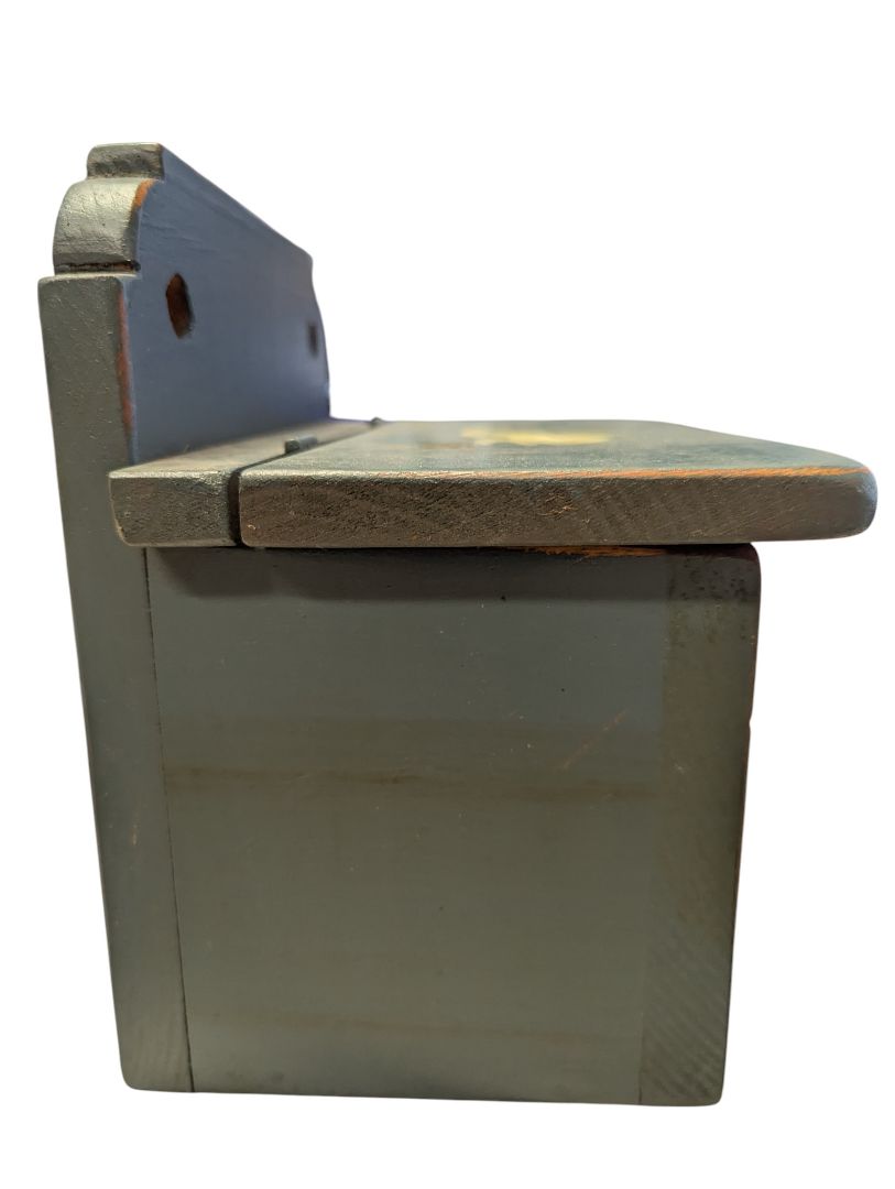 Vintage Hand-Painted Wooden Wall Salt Box – Yellow Floral Motif