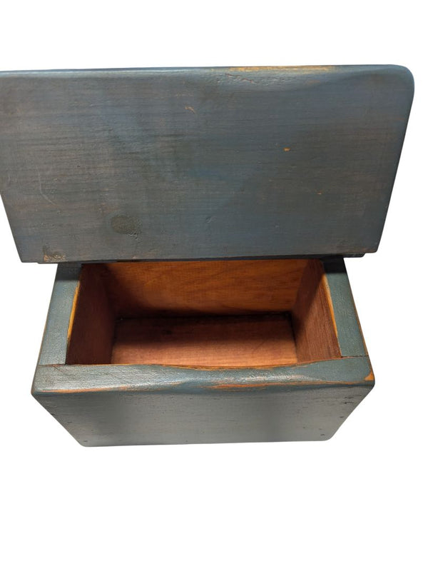 Vintage Hand-Painted Wooden Wall Salt Box – Yellow Floral Motif