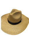 Vintage Woven Straw Sun Hat with Black Band