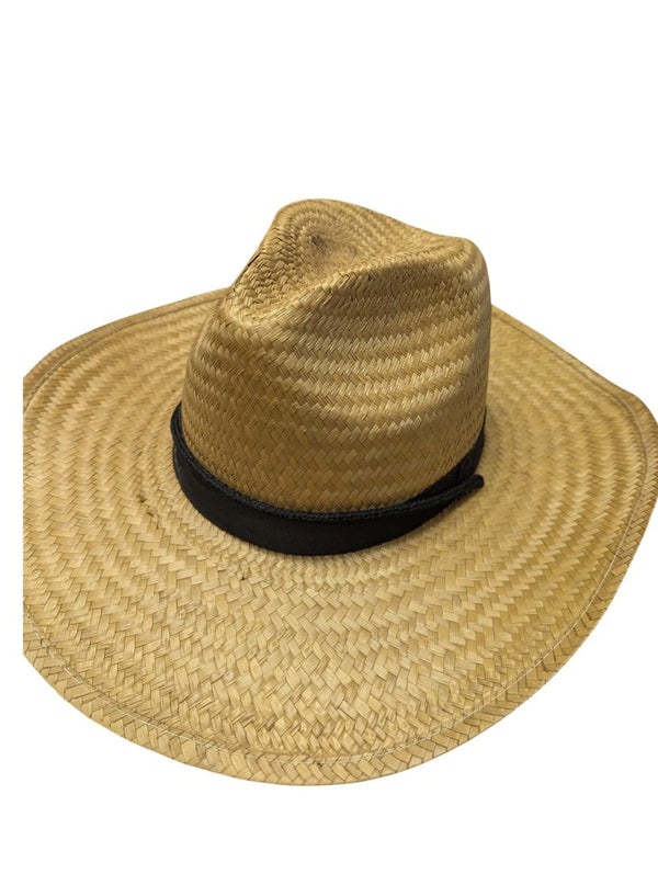 Vintage Woven Straw Sun Hat with Black Band