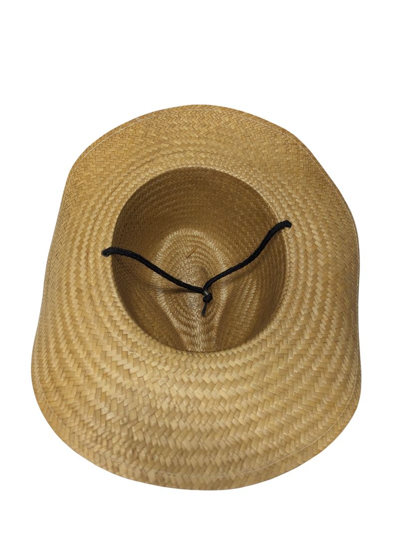 Vintage Woven Straw Sun Hat with Black Band