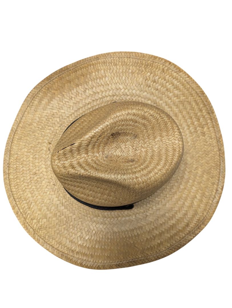 Vintage Woven Straw Sun Hat with Black Band