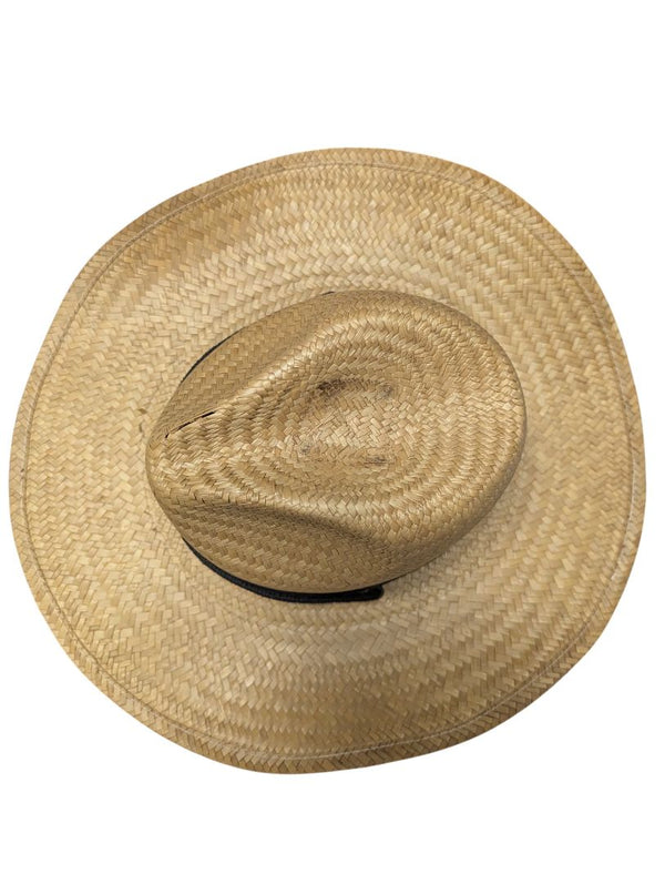 Vintage Woven Straw Sun Hat with Black Band