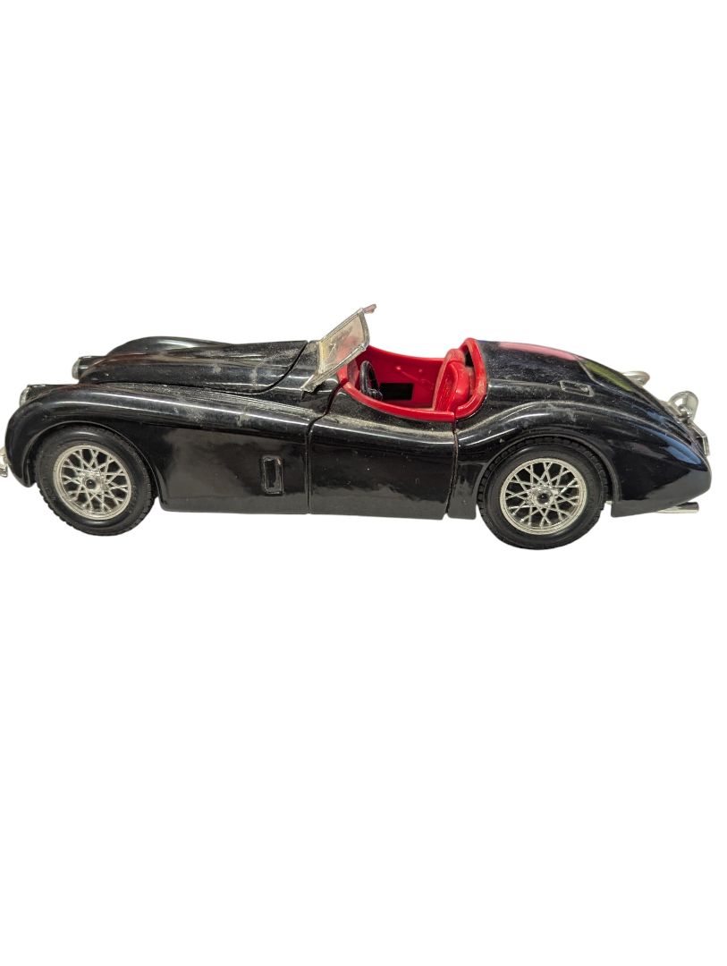 1953 Jaguar XK120 Convertible Diecast Model – Black with Red Interior