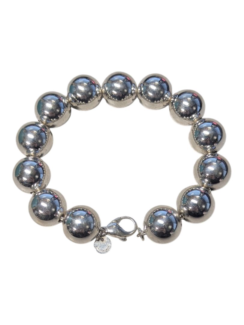 Tiffany & Co. Sterling Silver 10 mm Bead Bracelet with Heart Tag Charm