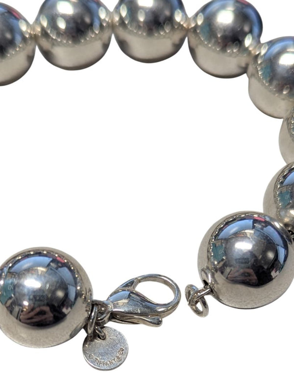 Tiffany & Co. Sterling Silver 10 mm Bead Bracelet with Heart Tag Charm