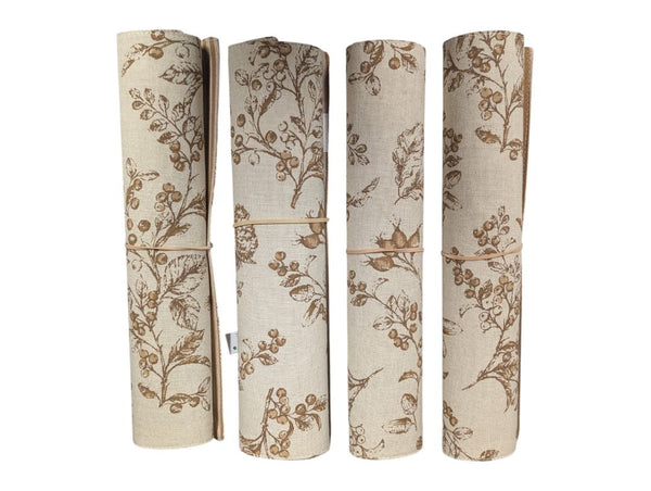 Set of 4 Urban Reversible Cotton Placemats – Botanical & Stripe Design